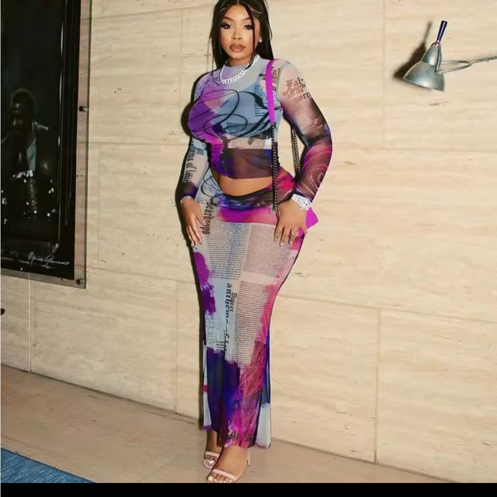 Stylish Purple Mesh Skirt